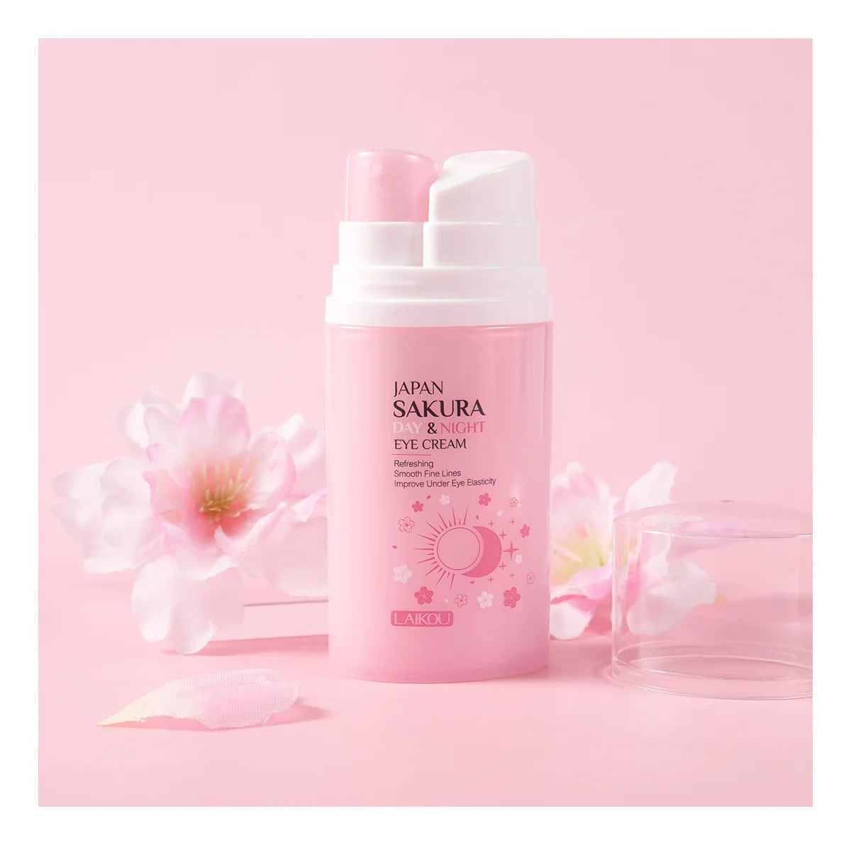 LAIKOU Sakura Eye Cream Dark Circles Anti Eye Bags Day and Night Moisturizing Eye Serum Refreshing Firming Eyes Skin Care 20g
