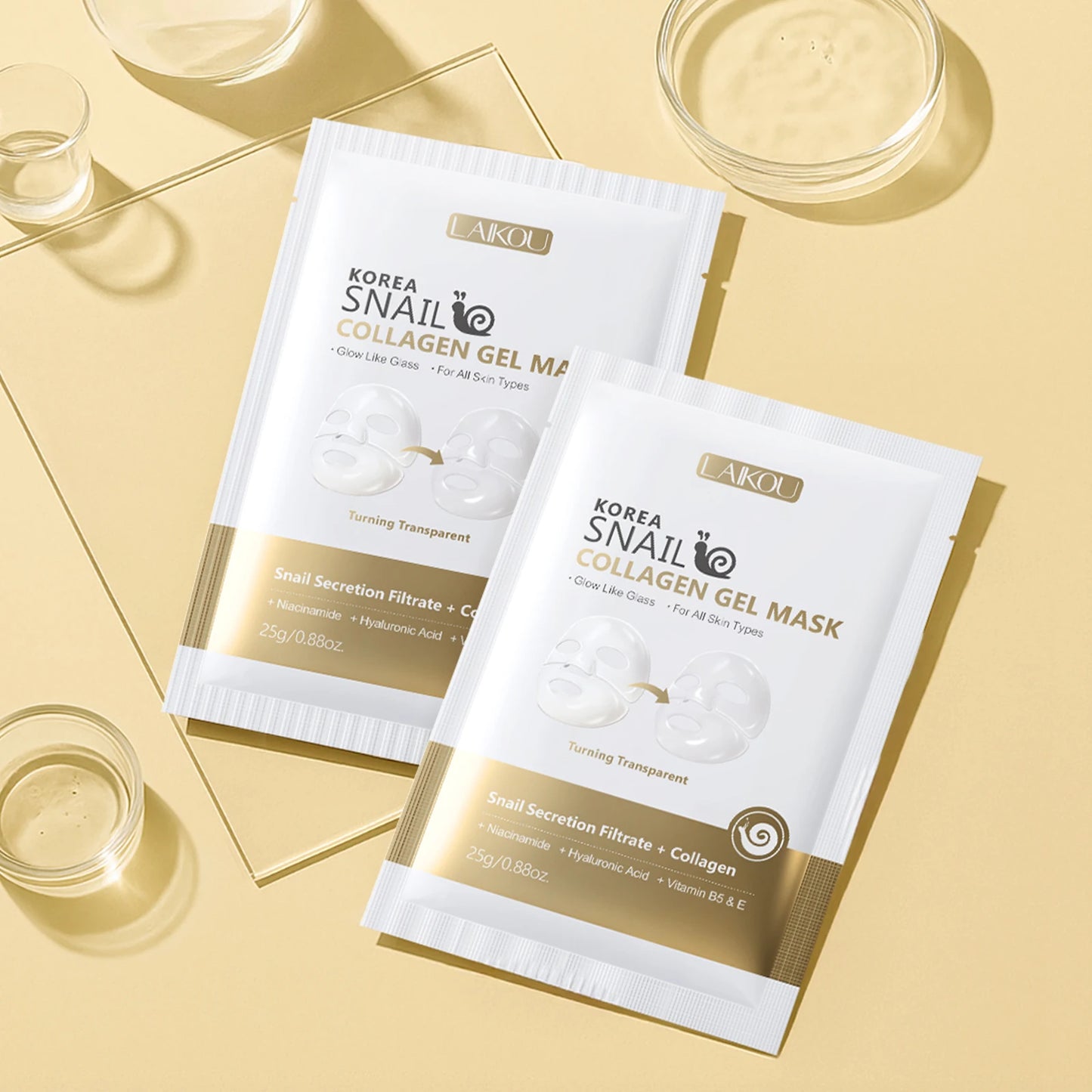 LAIKOU Korea Snail Collagen Essence Mask Hydrating Sheet Mask Anti-Wrinkle Face Mask Firming Skin Care 25g*20pcs