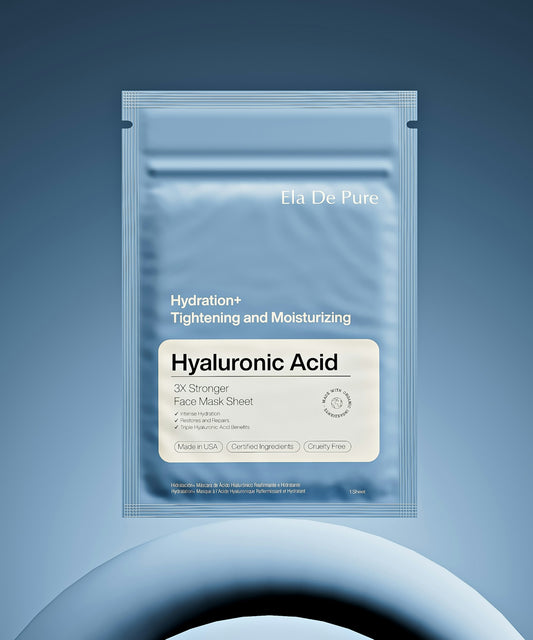 A face mask sheet with hyaluronic acid.