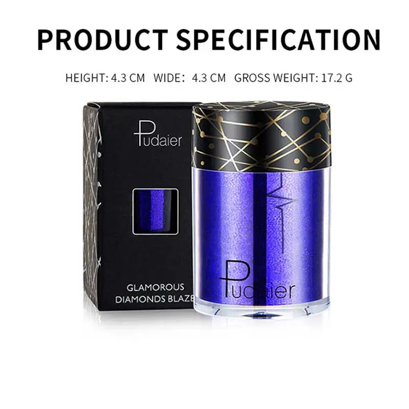 Pudaier Glitter Shimmer Powder Pigment Eyeshadow Highlighter Beauty Makeup Shiny Body Glow Festival Party Cosmetic