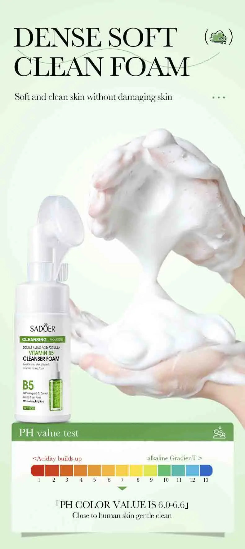SAODER Q10 Vitamin C Facial Cleanser Face Wash Foam Facial Cleansing Mossee Moisturizing Brightening Facial Skin Care Products