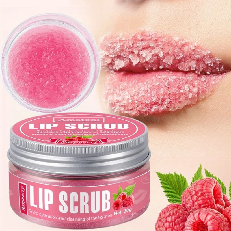 2-piece lip care set raspberry lip scrub 30g deep cleaning lipstick moisturizing gloss moisturizing lips