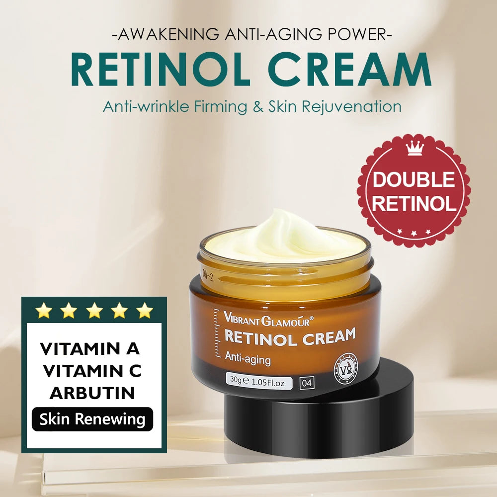 Retinol & Vitamin C Facial Skin Care Products Set Face Cream Eye Serum Face Essence Reduce Dark Circles Anti Aging Nourish Skin