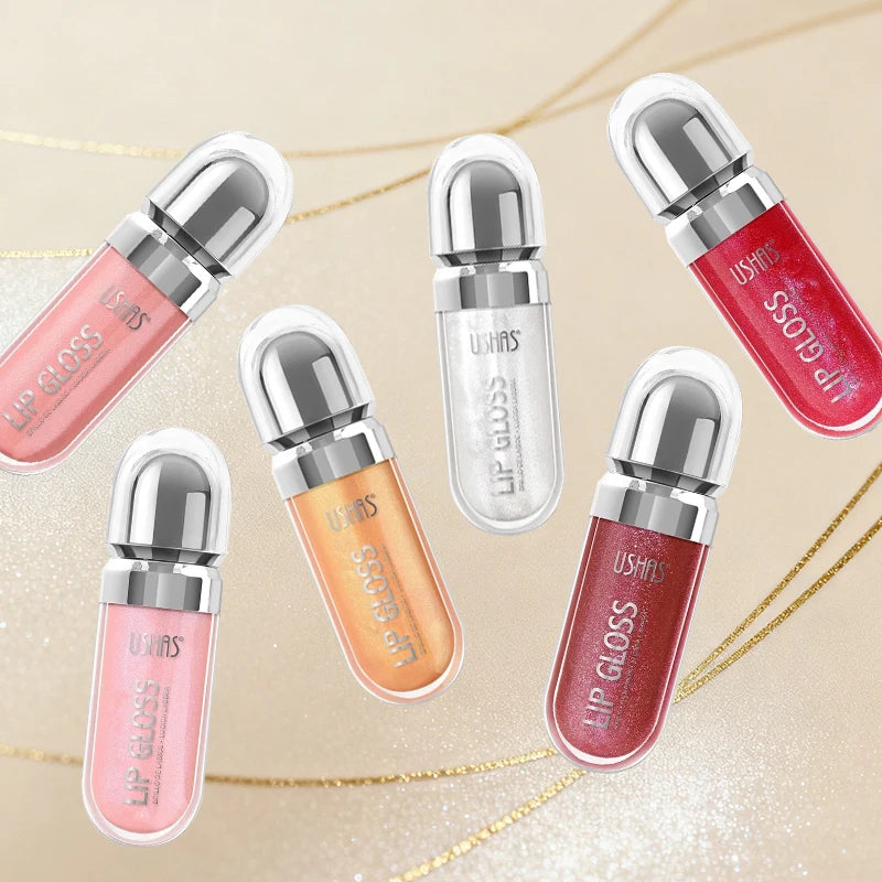 USHAS 12 Color Pearlescent Transparent Moisturizing Flash Liquid Lipstick Waterproof Sweatproof Non Stick Cup Lip Cosmetics Girl