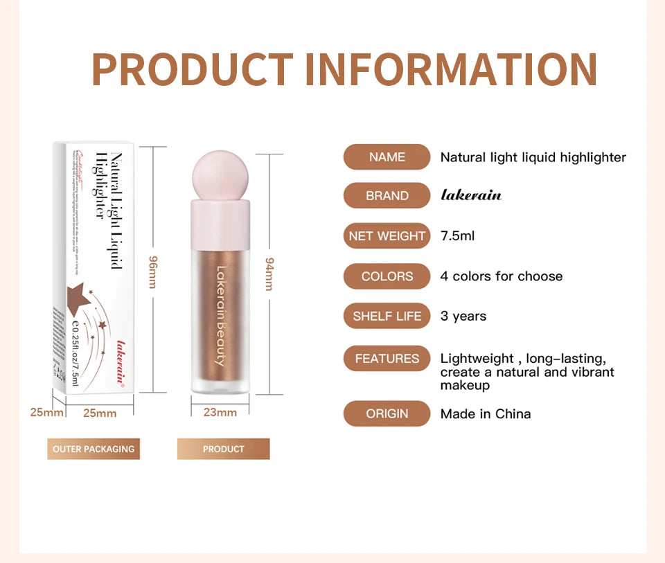 4Color Face Liquid Highlighter Bronzer Contouring Highlight Fluid Makeup Face Shimmer Shine High Lighter Iluminador Maquillaje