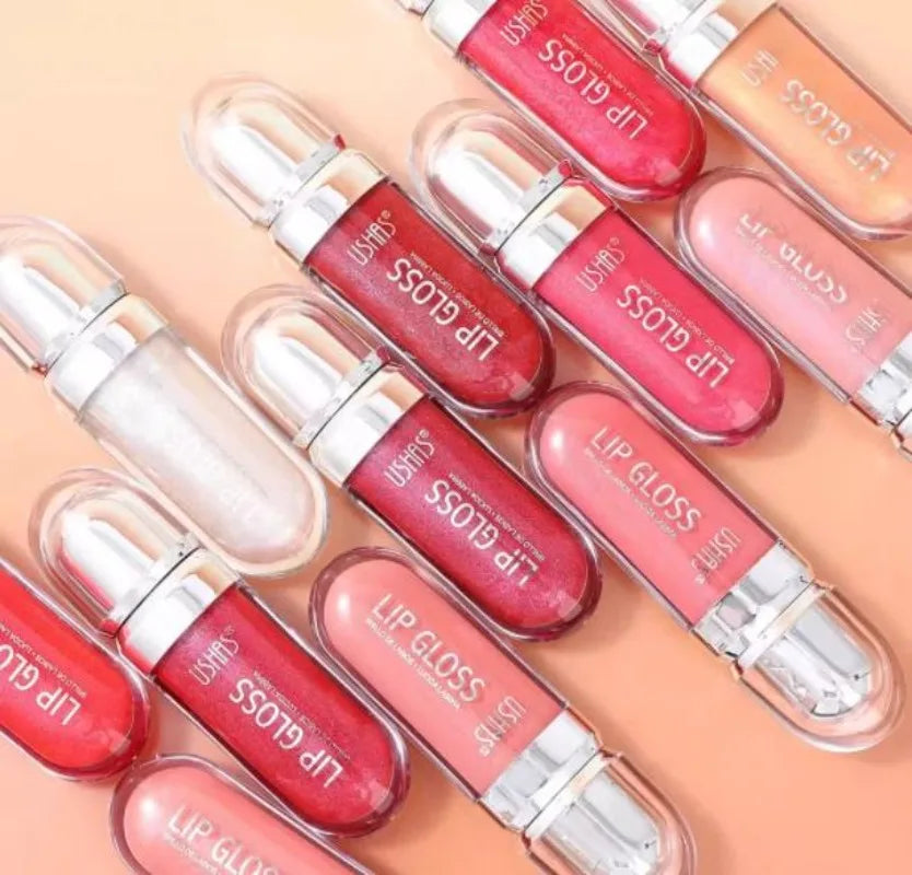 USHAS 12 Color Pearlescent Transparent Moisturizing Flash Liquid Lipstick Waterproof Sweatproof Non Stick Cup Lip Cosmetics Girl