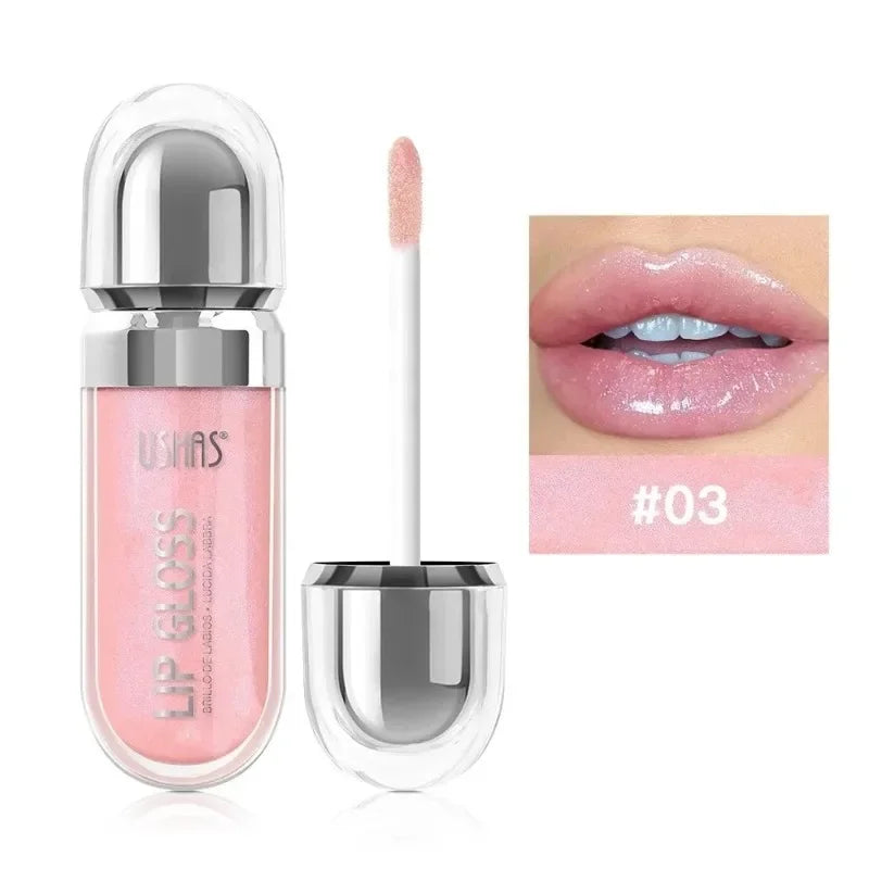USHAS 12 Color Pearlescent Transparent Moisturizing Flash Liquid Lipstick Waterproof Sweatproof Non Stick Cup Lip Cosmetics Girl