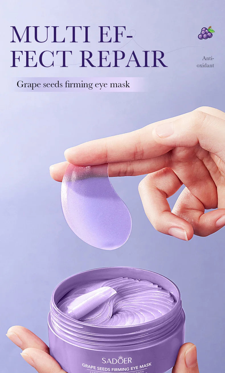 60pcs SADOER Grape Eye Mask Anti Dark Circles Removal Eyes Bags Moisturizing Firming Eye Patches Eyes Skin Care Products