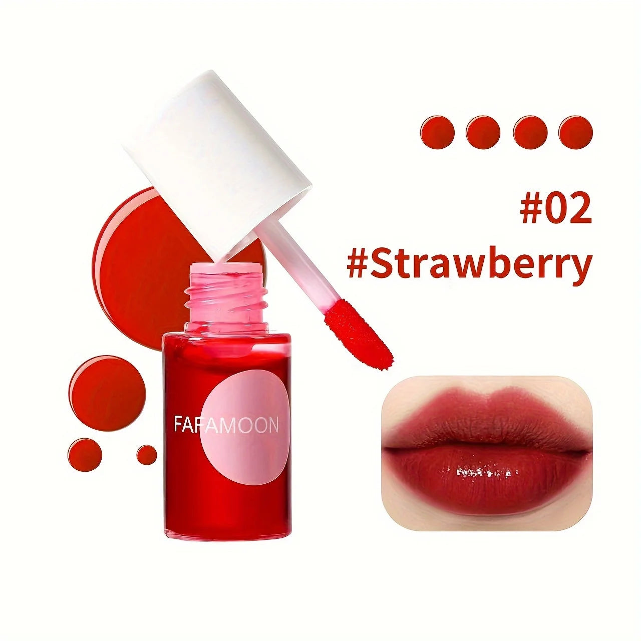 4 colour Fruity Lip Tint Water Gloss Tint, Moisturizing Waterproof Liquid Lipstick, Non-Stick, High Pigment, Long-Lasting Colors