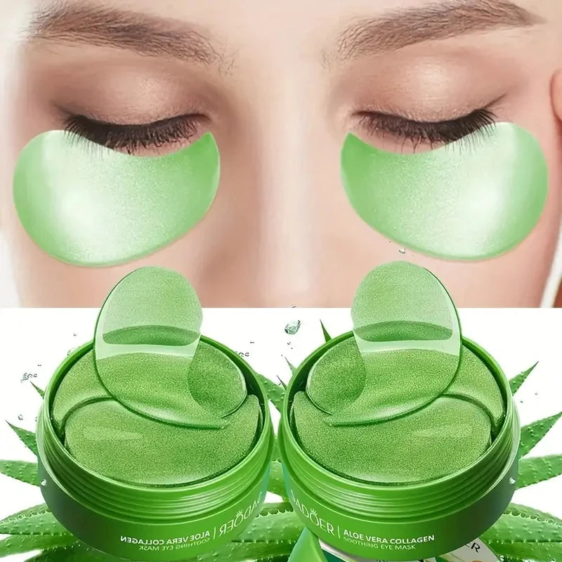 60 Pieces of Aloe Vera Collagen Eye Mask - Hypoallergenic Alcohol-Free, Moisturizing Skin, Bright and Transparent Eye Mask Patches, Suitable for All Skin, Say Goodbye to Dry and Dark Matte, Eye Mask Patches