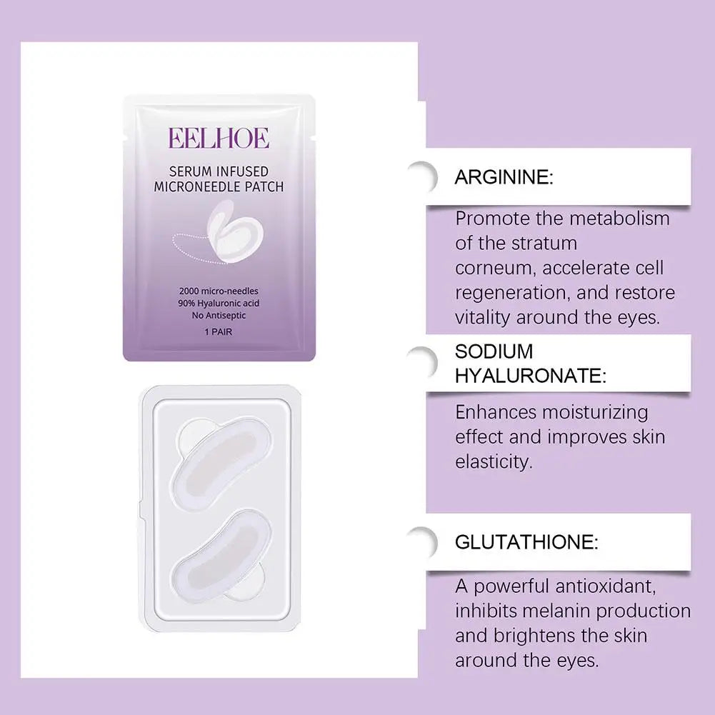 Collagen Microneedle Eye Patch Hyaluronic Acid Soluble Microneedle Eye Mask For Dark Eye Circle Moisturizing Under Eye Skin Care