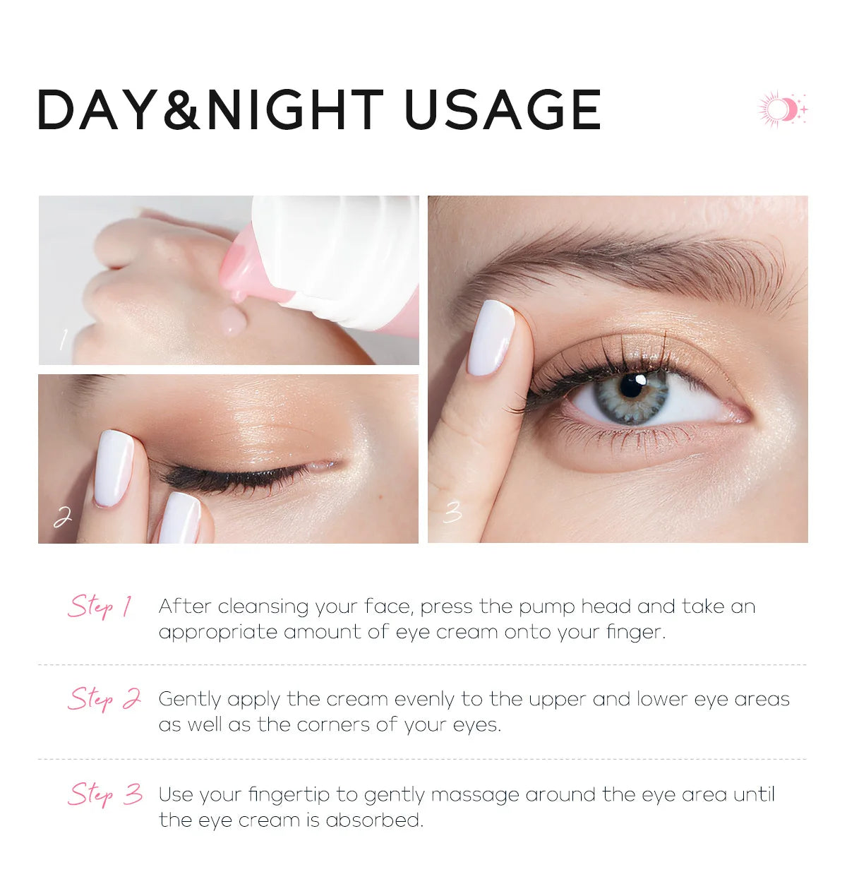 LAIKOU Sakura Eye Cream Dark Circles Anti Eye Bags Day and Night Moisturizing Eye Serum Refreshing Firming Eyes Skin Care 20g