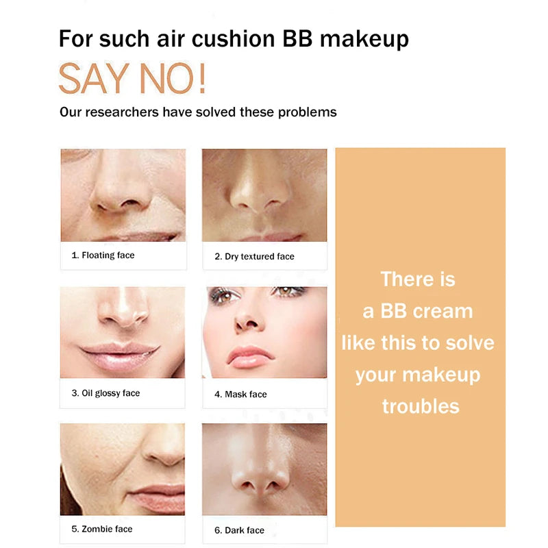Air Cushion BB Cream Moisturizing Foundation Concealer Whitening Oil-control Waterproof Butterfly Powder Puff  Makeup Cosmetics
