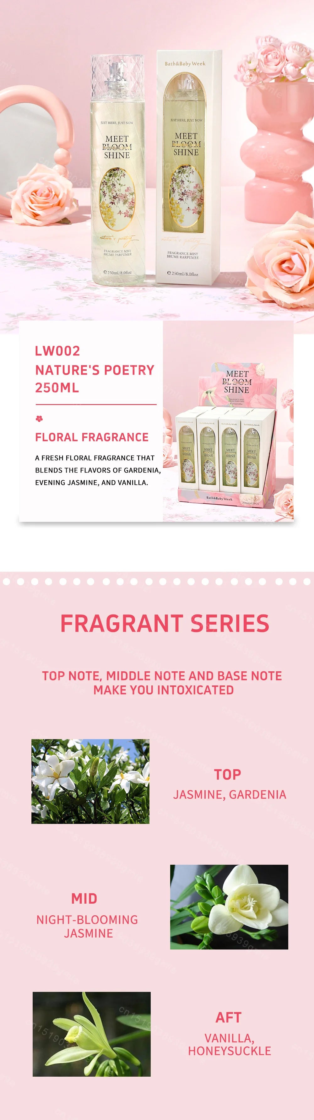 250Ml High-Quality Original Women's Perfume Long-Lasting Body Spray Fragrance Mist Brume Women's Perfume Body Spray Fragrance
