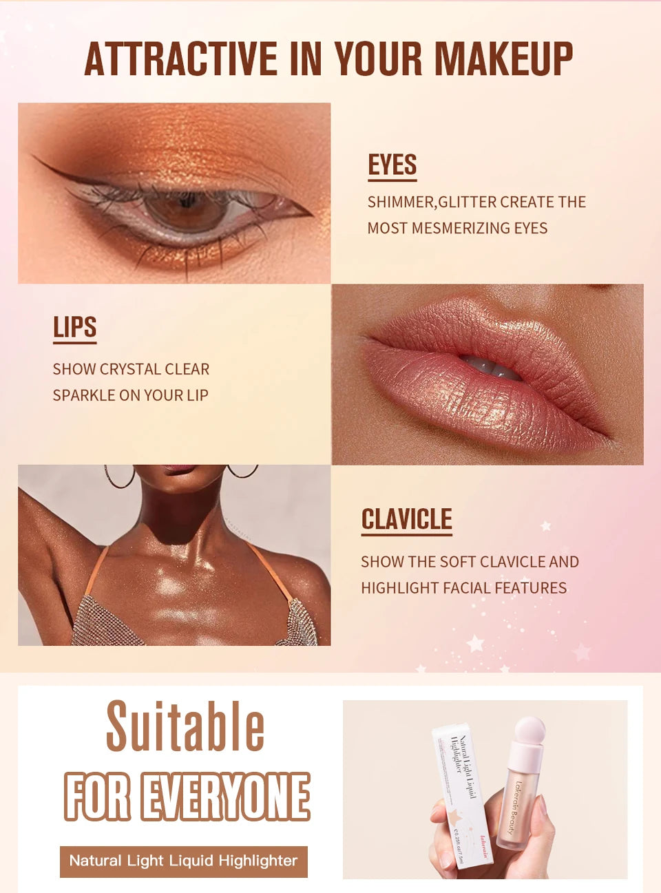 4Color Face Liquid Highlighter Bronzer Contouring Highlight Fluid Makeup Face Shimmer Shine High Lighter Iluminador Maquillaje