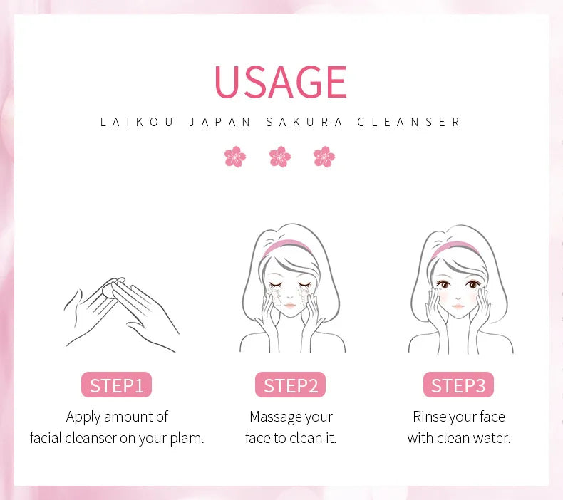 Sakura Facial Cleaner Korean Face Serum Exfoliating Peeling Gel Moisturize Toner Eye Cream Sunscreen Cosmetics Skin Care Set
