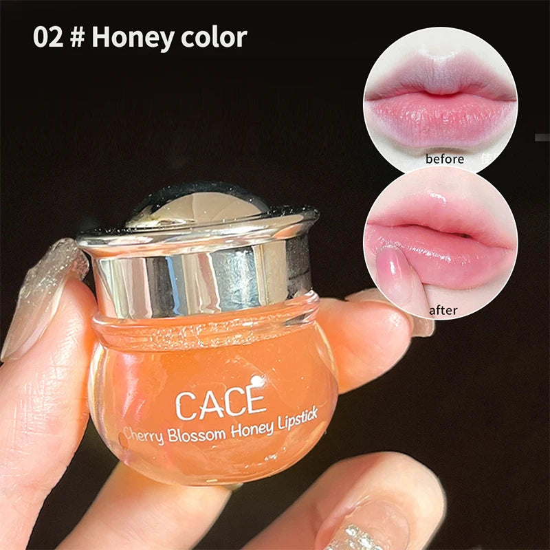 CACE Cherry Blossom Honey Lip Balm — Deeply Hydrating and Plumping, Water-Rich Glossy Finish, Non-Sticky,