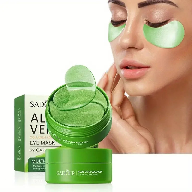 60 Pieces of Aloe Vera Collagen Eye Mask - Hypoallergenic Alcohol-Free, Moisturizing Skin, Bright and Transparent Eye Mask Patches, Suitable for All Skin, Say Goodbye to Dry and Dark Matte, Eye Mask Patches
