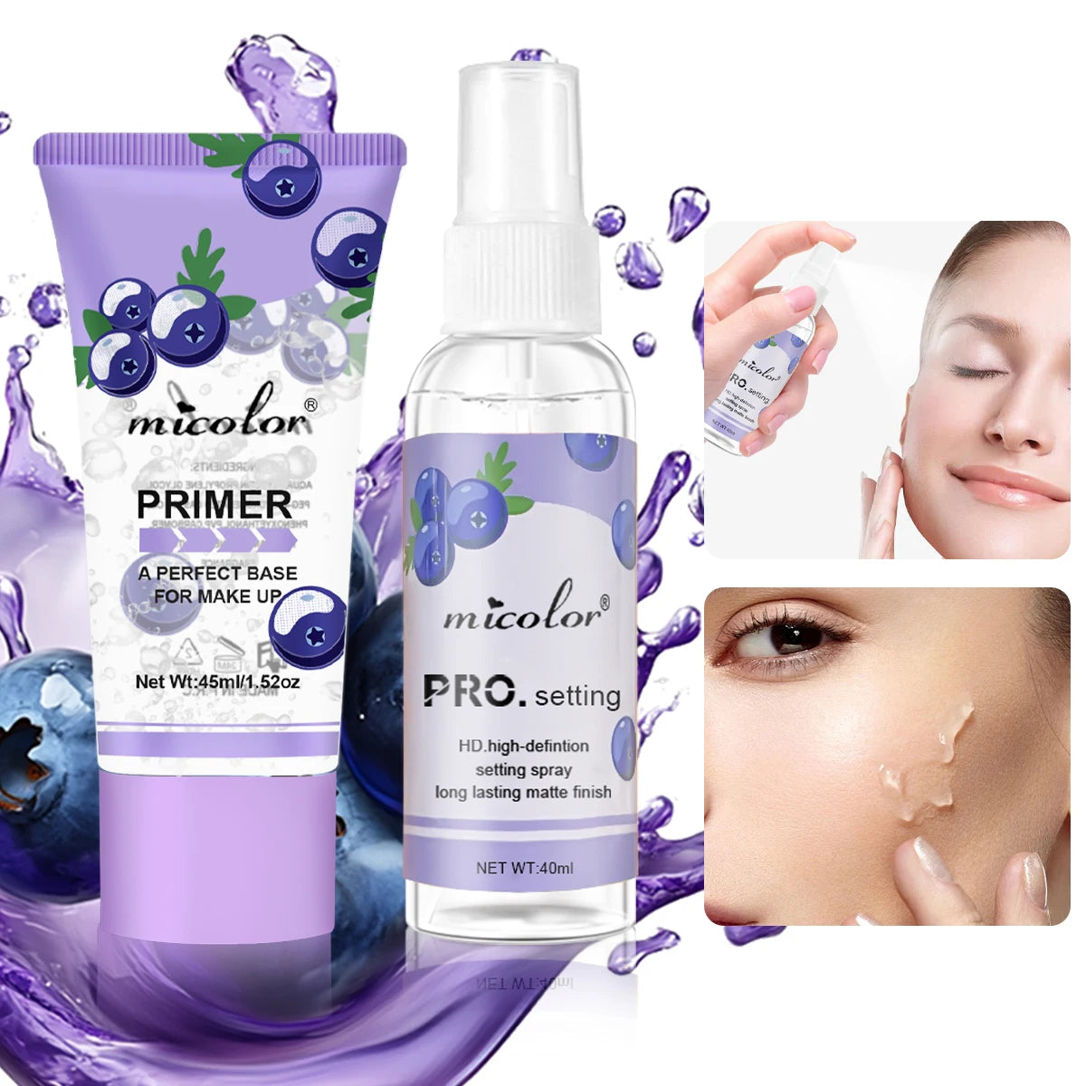 Makeup Set Of Makeup Primer + Setting Spray, Invisible Pore Colour Rendering Hold Makeup, For Base Makeup And Makeup Finishing