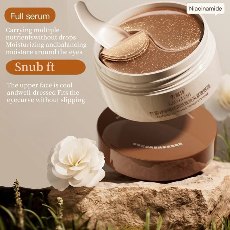 A Box of 60 Caffeine Niacinamide Radiant Firming Eye Masks, Rich in Your Body with Beneficial Ingredients, Can Be Used All over the Face, Release Eye Pressure at Any Time, Moisturizing, Firming, Alcohol-Free, Suitable for All