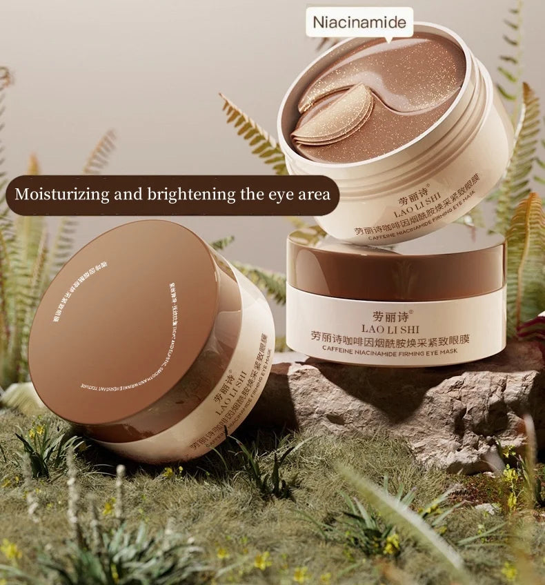 A Box of 60 Caffeine Niacinamide Radiant Firming Eye Masks, Rich in Your Body with Beneficial Ingredients, Can Be Used All over the Face, Release Eye Pressure at Any Time, Moisturizing, Firming, Alcohol-Free, Suitable for All