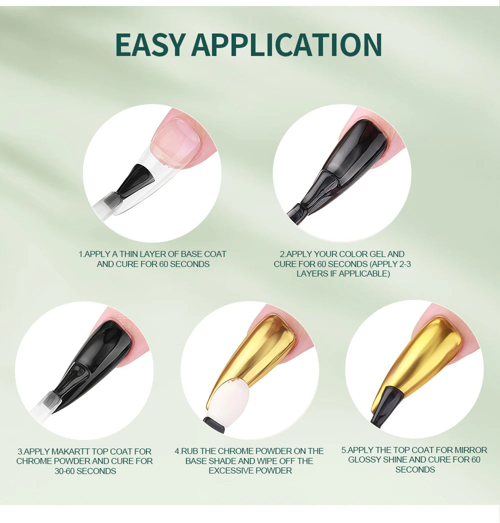 Nailpop Chrome Powder Top Coat High Gloss Top Coat Gel Nail Sealer Long Lasting Easy to Use UV Lamp Dip DIY Salon Art Designs