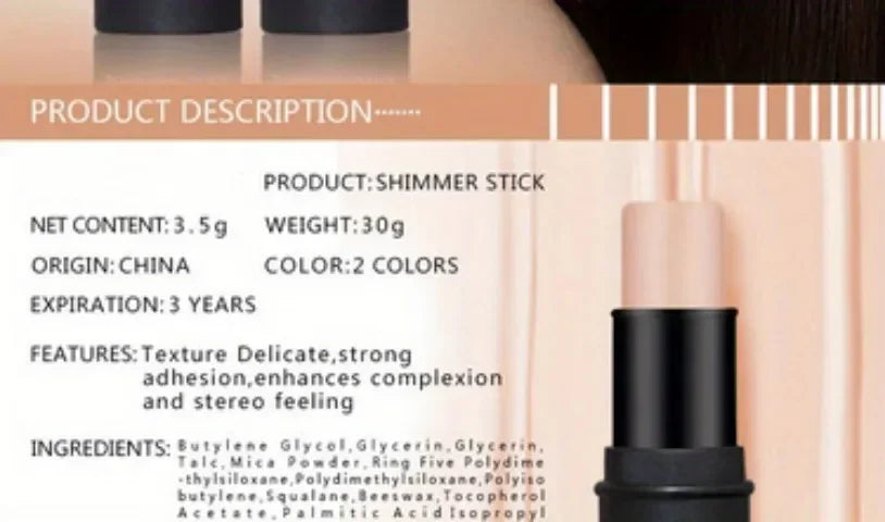 Magical Halo Shimmer Stick - Multi-Use Highlighter & Contour Makeup for Radiant Glow - Daily Wear 01# & 02#