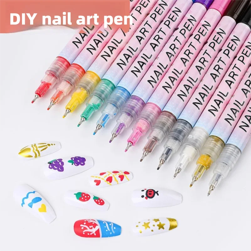 12 color Acrylic Nail Doodle Pen Paint Pen Nail Paint DIY Dot Stitching Pen Precision 3D Doodle Nail Art Pen Nail Art Pen