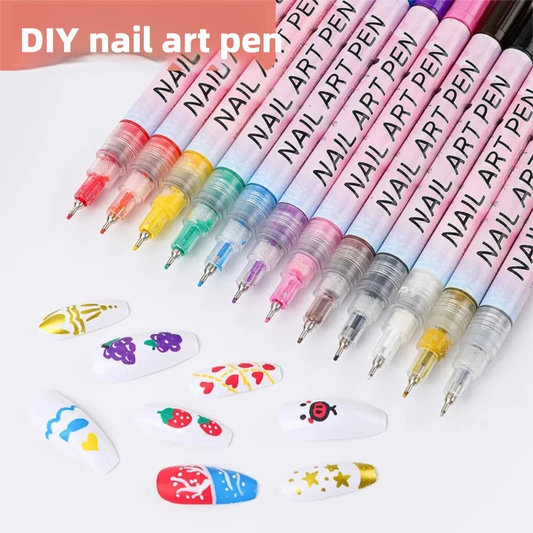 12 color Acrylic Nail Doodle Pen Paint Pen Nail Paint DIY Dot Stitching Pen Precision 3D Doodle Nail Art Pen Nail Art Pen