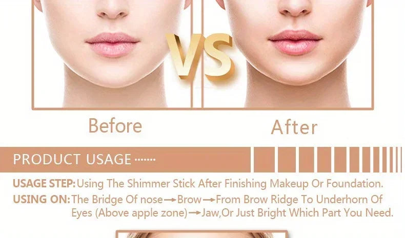 Magical Halo Shimmer Stick - Multi-Use Highlighter & Contour Makeup for Radiant Glow - Daily Wear 01# & 02#