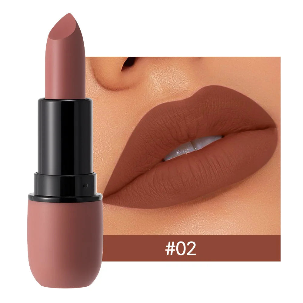 Fog Matte Lipstick Long Lasting Waterproof Lip Stick Smudge-free Classic Highly Pigmented Velvet Finish Lip Tint Makeup Cosmetic