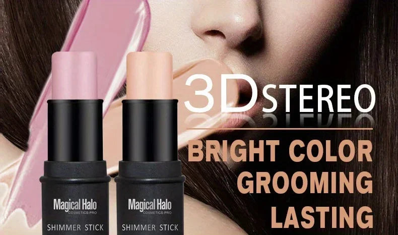 Magical Halo Shimmer Stick - Multi-Use Highlighter & Contour Makeup for Radiant Glow - Daily Wear 01# & 02#