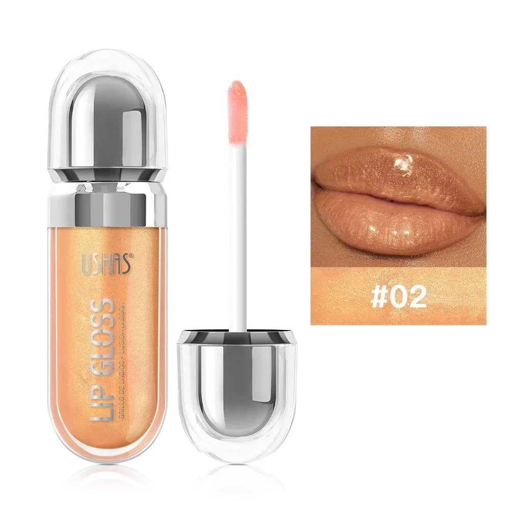 USHAS 12 Color Pearlescent Transparent Moisturizing Flash Liquid Lipstick Waterproof Sweatproof Non Stick Cup Lip Cosmetics Girl
