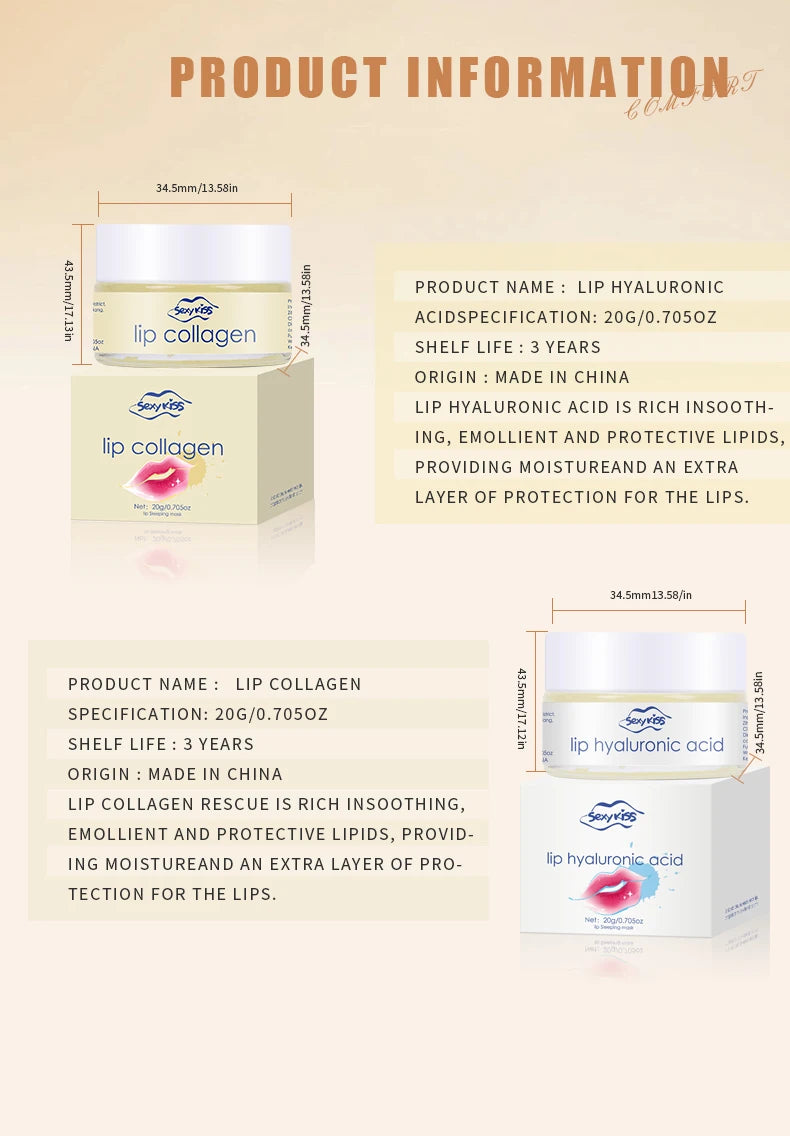 Hyaluronic acid collagen Sleep lip mask 20g deep hydration lasting moisturizing exfoliation day and night can be given as a gift