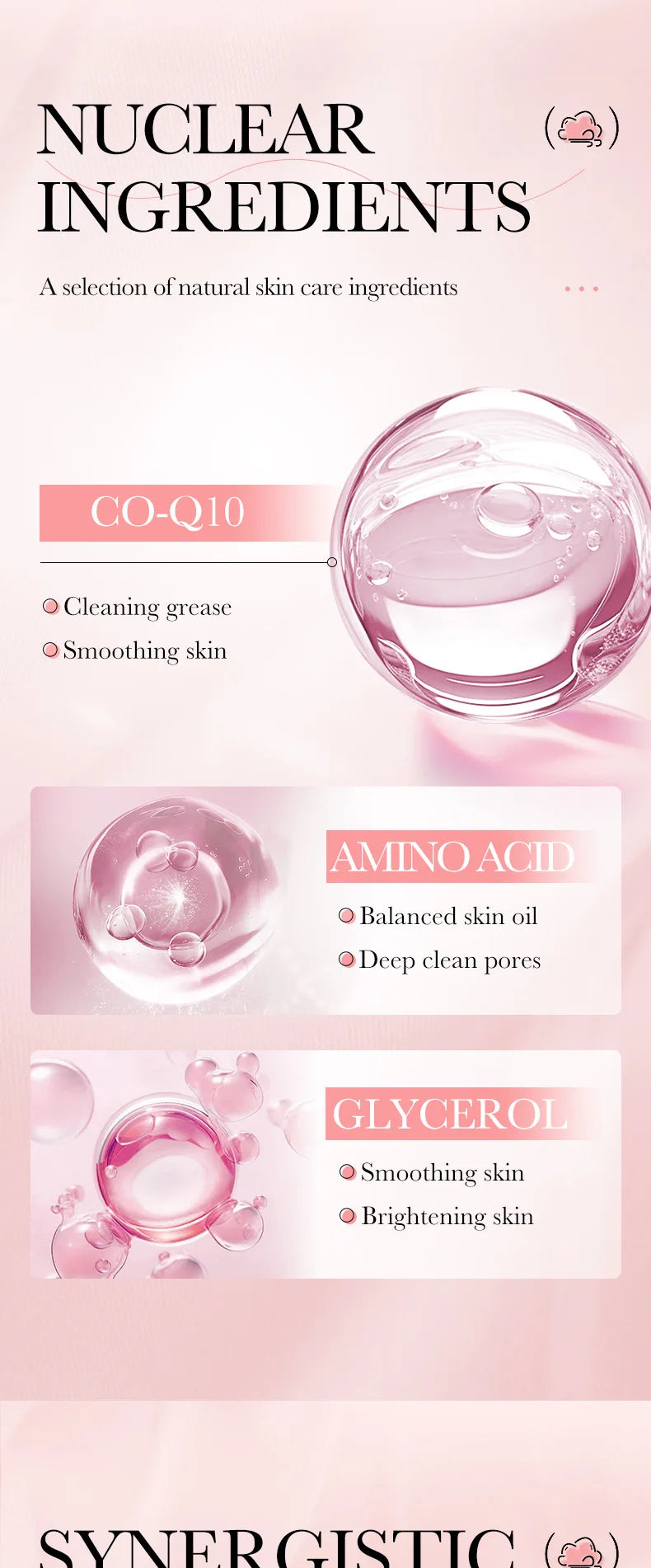 SAODER Q10 Vitamin C Facial Cleanser Face Wash Foam Facial Cleansing Mossee Moisturizing Brightening Facial Skin Care Products