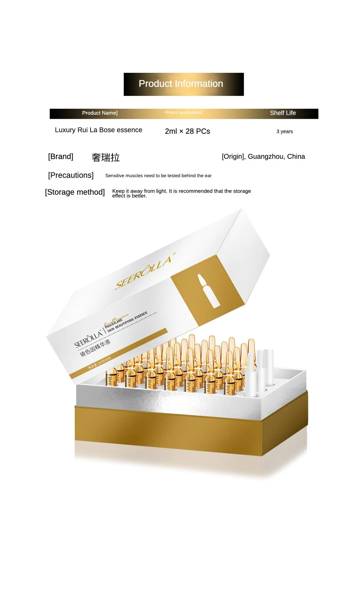 Hyaluronic Acid Peptide Whitening Serum Remove Dark Spots Melanin Brighten Shrink Pores  Moisturizing Fade Fine Lines