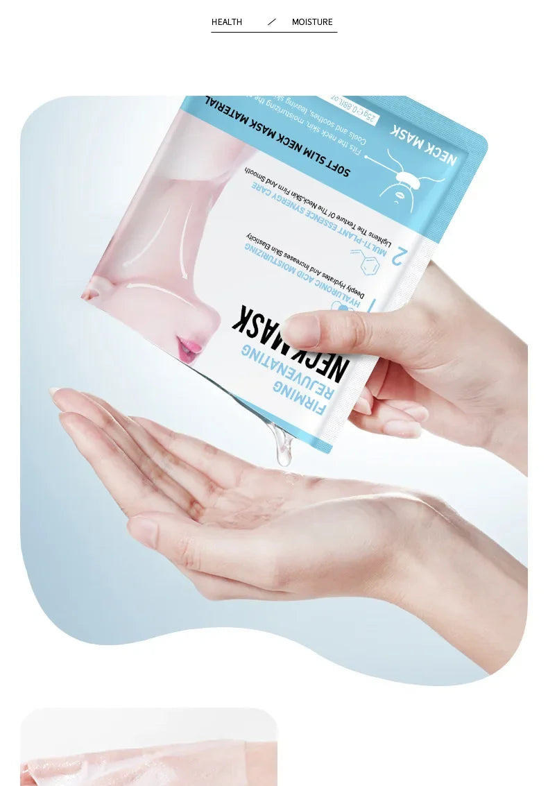 10pcs SADOER Hyaluronic Acid Neck Mask Collagen Firming Neck Masks Nourishing Brightening Beauty Moisturizing Necks Skin Care