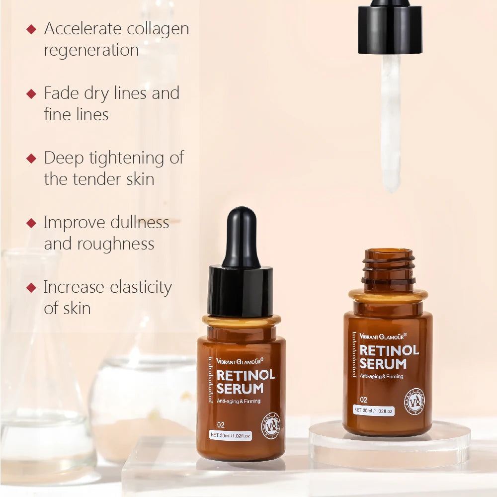 Retinol & Vitamin C Facial Skin Care Products Set Face Cream Eye Serum Face Essence Reduce Dark Circles Anti Aging Nourish Skin