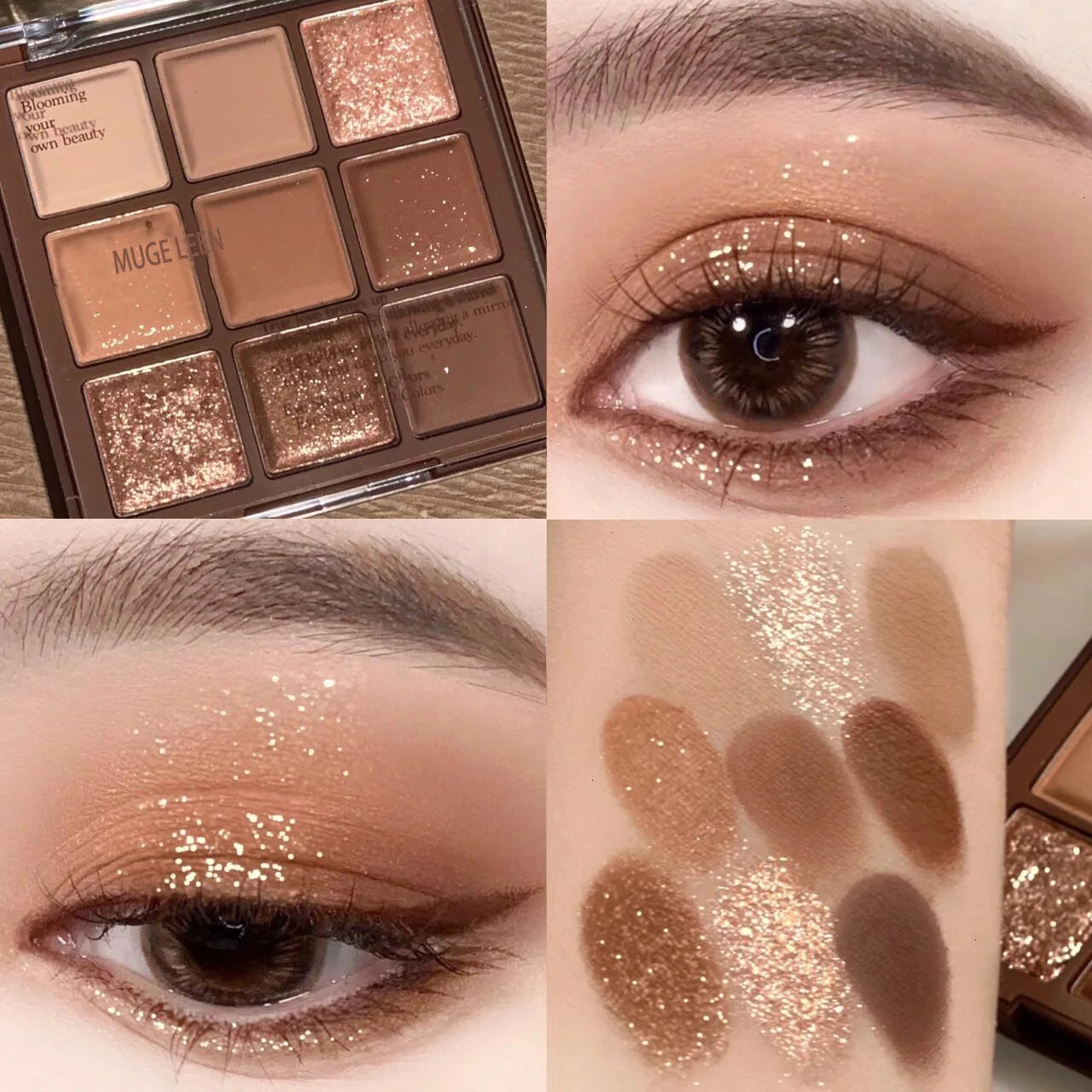 Nine-color chocolate eye shadow plate earth color pearlescent matte glitter fine without makeup