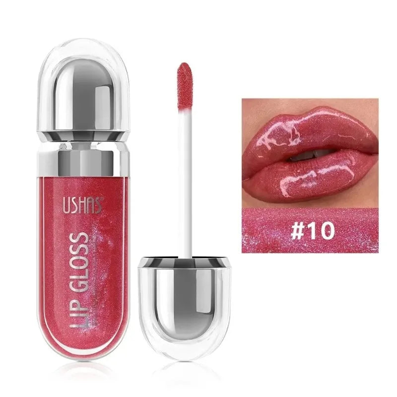 USHAS 12 Color Pearlescent Transparent Moisturizing Flash Liquid Lipstick Waterproof Sweatproof Non Stick Cup Lip Cosmetics Girl