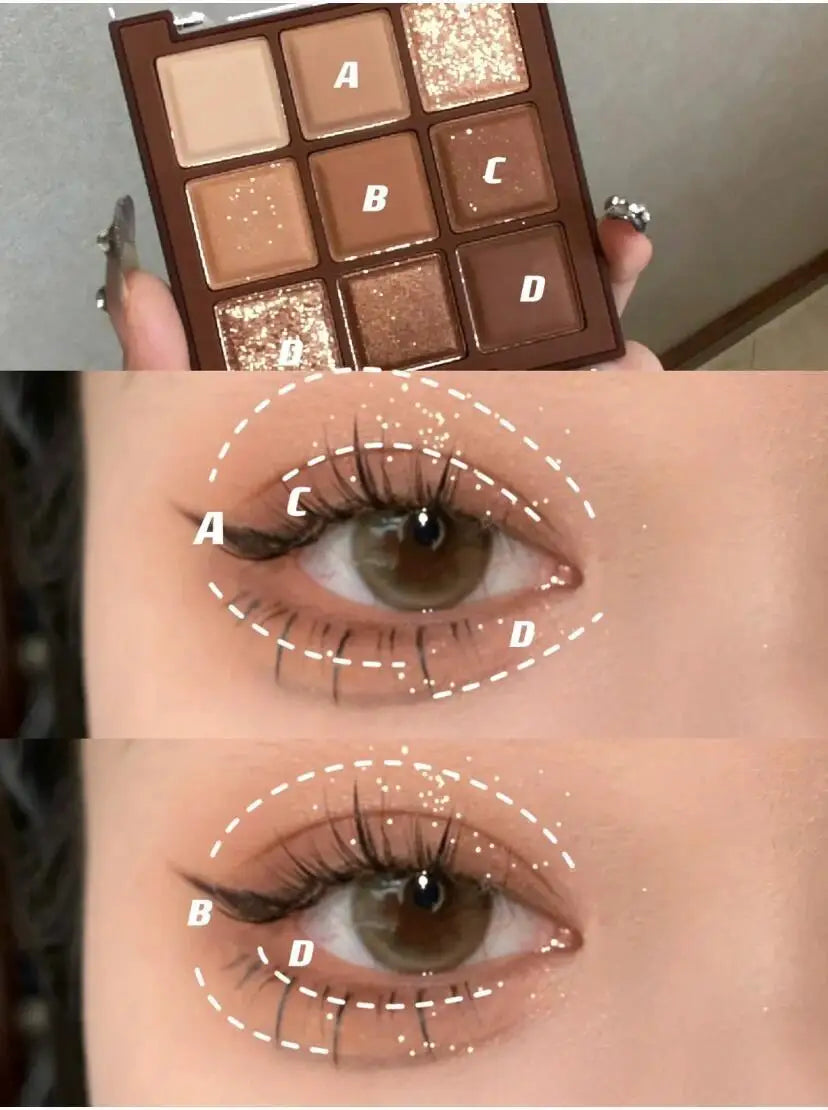 Nine-color chocolate eye shadow plate earth color pearlescent matte glitter fine without makeup