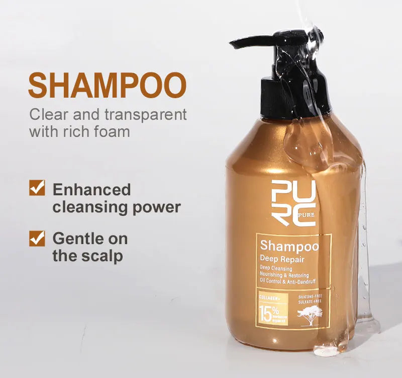 PURC Morocco Argan Oil Shampoo Conditioner Set Amino Acid Keratin Smoothing Repair Damaged Hair Treatment Sulfate-Free Hair Care