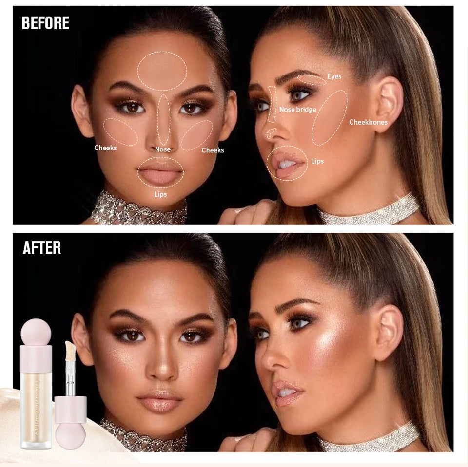 4Color Face Liquid Highlighter Bronzer Contouring Highlight Fluid Makeup Face Shimmer Shine High Lighter Iluminador Maquillaje