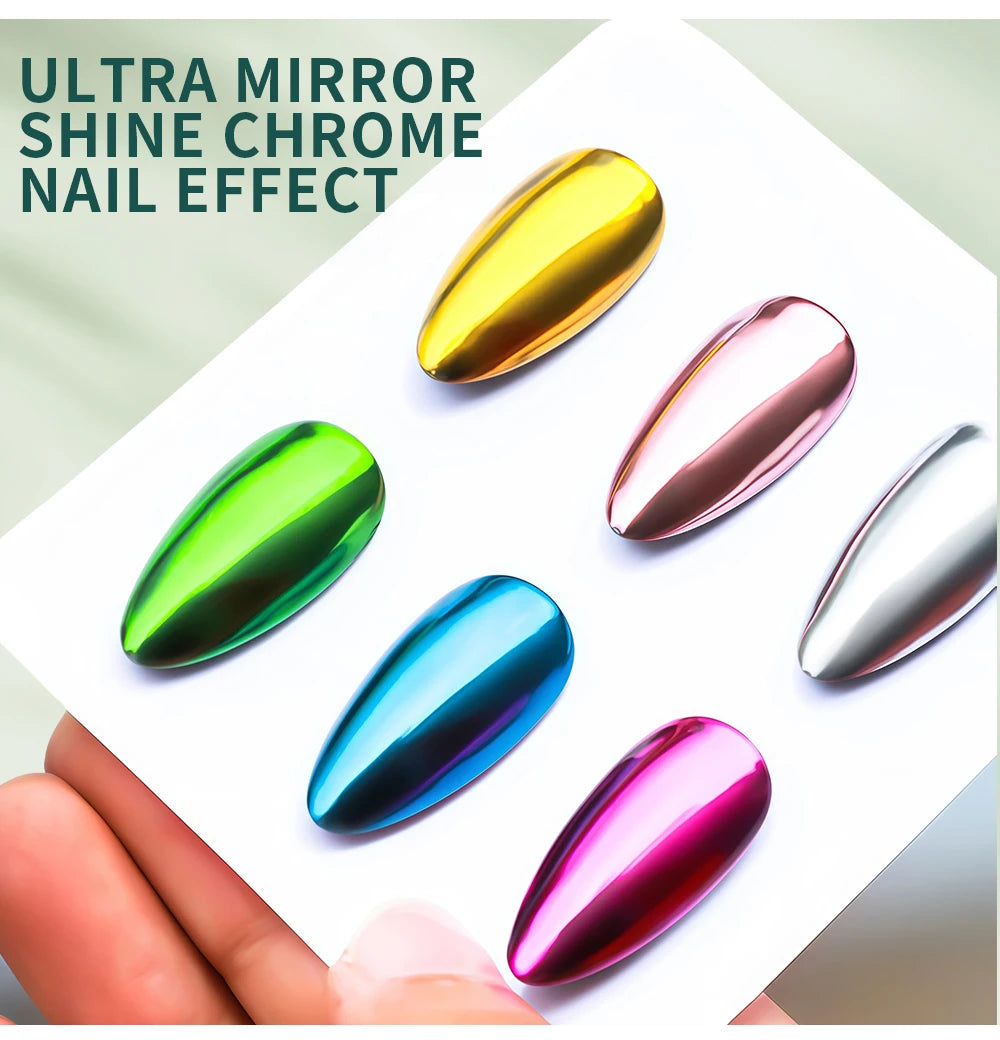 Nailpop Chrome Powder Top Coat High Gloss Top Coat Gel Nail Sealer Long Lasting Easy to Use UV Lamp Dip DIY Salon Art Designs