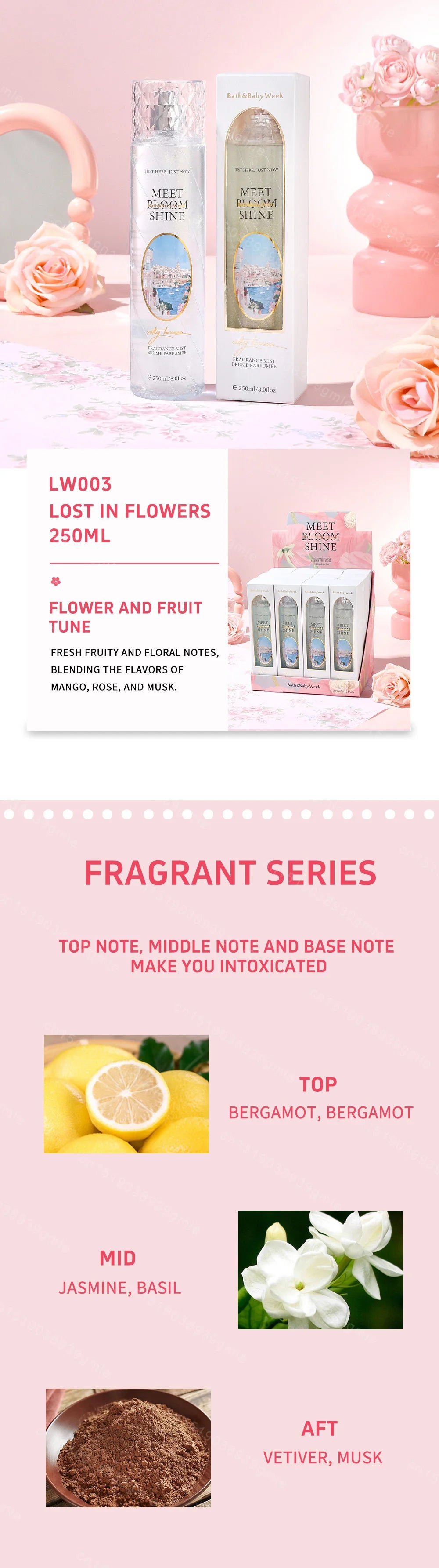 250Ml High-Quality Original Women's Perfume Long-Lasting Body Spray Fragrance Mist Brume Women's Perfume Body Spray Fragrance