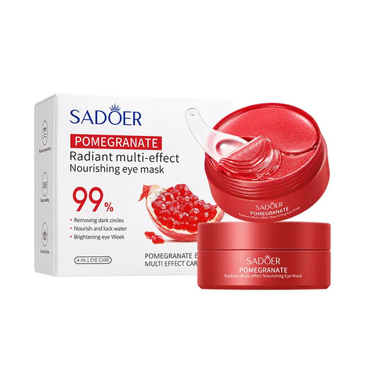 60pcs SADOER Red Pomegranate Collagen Eye Mask Firming Anti Dark Circles Remove Eyes Bag Moisturizing Eye Patches Eyes Skin Care
