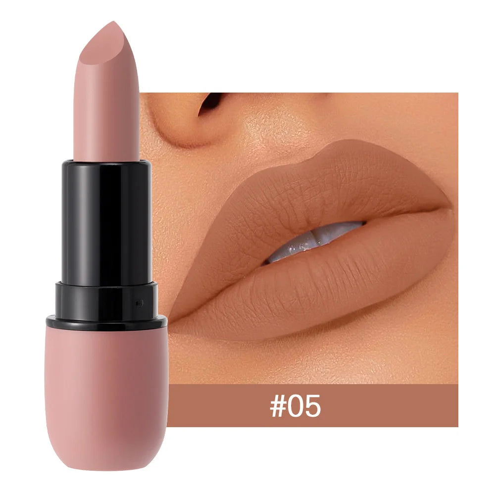 Fog Matte Lipstick Long Lasting Waterproof Lip Stick Smudge-free Classic Highly Pigmented Velvet Finish Lip Tint Makeup Cosmetic