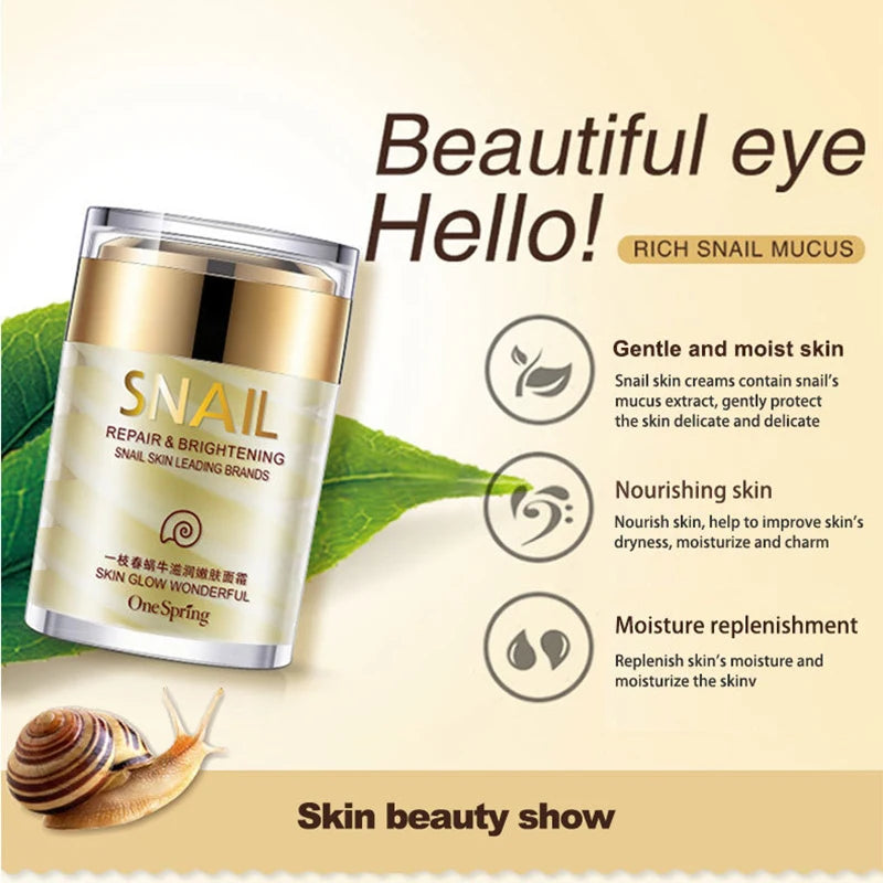 Skincare Snail Cream Collagen Cream Anti Aging Whiten Skin Face Cream Fade Dark Eye Circles Remove Eye Bags Eye Serum