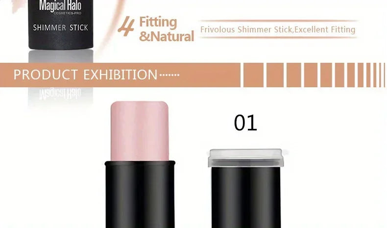 Magical Halo Shimmer Stick - Multi-Use Highlighter & Contour Makeup for Radiant Glow - Daily Wear 01# & 02#