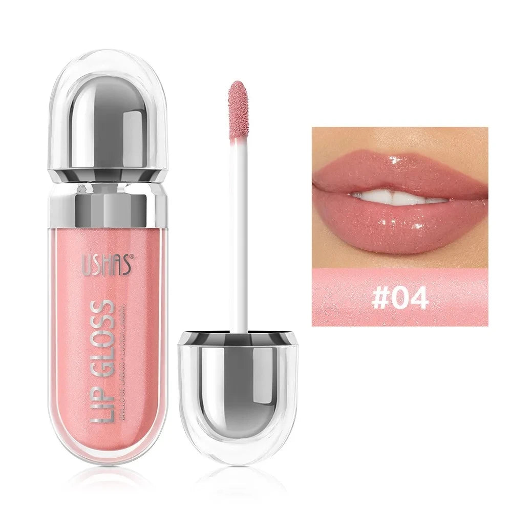 USHAS 12 Color Pearlescent Transparent Moisturizing Flash Liquid Lipstick Waterproof Sweatproof Non Stick Cup Lip Cosmetics Girl